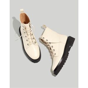 Madewell Rayna Cream Combat Boots